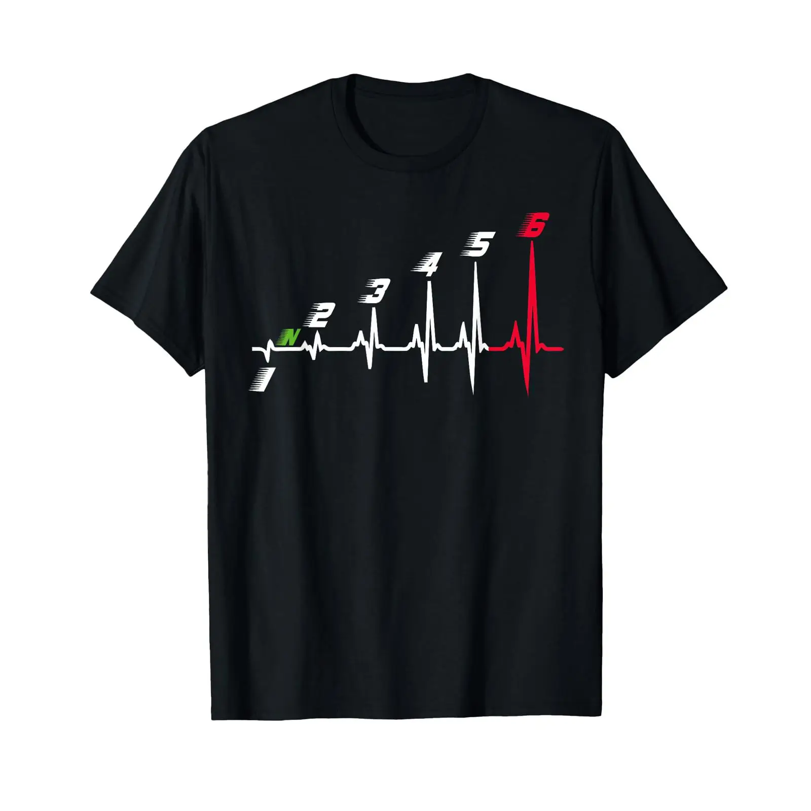 Motorcycle Gear Up Down - เสื้อยืดลายกราฟิก Heartbeat Motorcycle Gear Shift Six