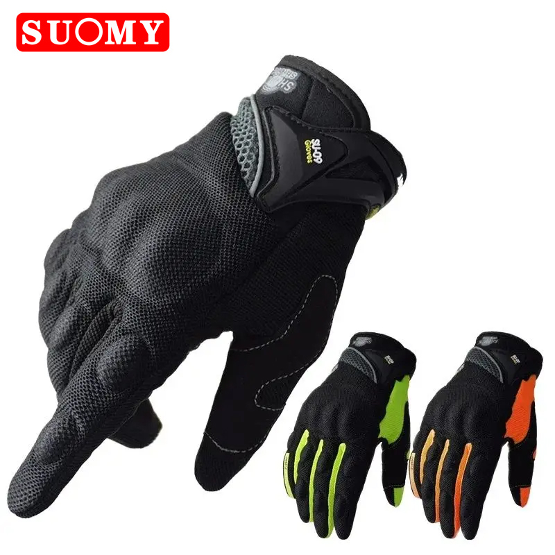 Motorcycle Gear Gloves - SUOMY ถุงมือมอเตอร์ไซค์แบบเต็มนิ้วระบายอากาศได้ดี ตกแต่งอย่างมีสไตล์ ถุงมือสวมใส่ Antiskid ขนาดใหญ่