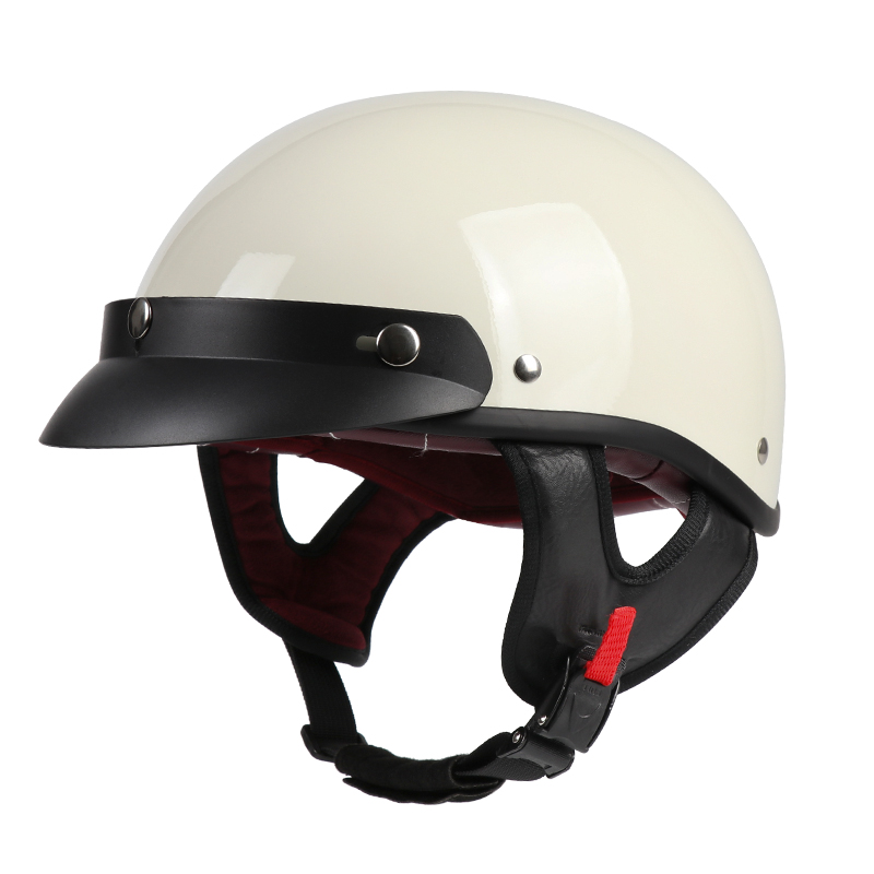 Motorcycle Gear Used - หมวกกันน็อคมอเตอร์ไซค์สไตล์เรโทร – หมวกครึ่งใบสำหรับครุยเซอร์และสกู๊ตเตอร์ – อุปกรณ์นิรภัยสำหรับขับขี่บนถนน –