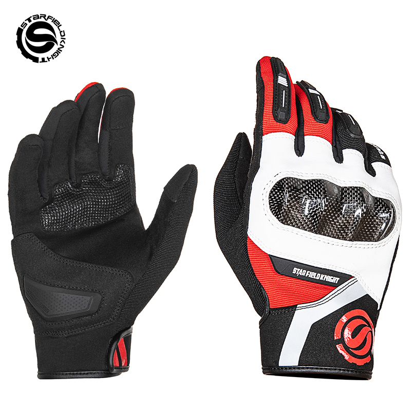 Motorcycle Wearing Gear - SFK ถุงมือมอเตอร์ไซค์สีแดง รุ่นใหม่ล่าสุด ระบายอากาศได้ดีสำหรับฤดูร้อน สำหรับผู้ชายและผู้หญิง อุปกรณ์ขับขี่
