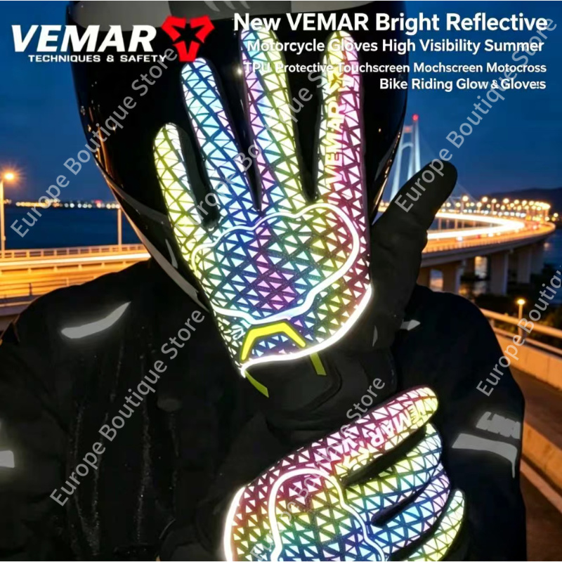 Motorcycle Gear Gloves - ถุงมือมอเตอร์ไซค์ฤดูร้อน VEMAR รุ่นใหม่ ปี 2026 สะท้อนแสง