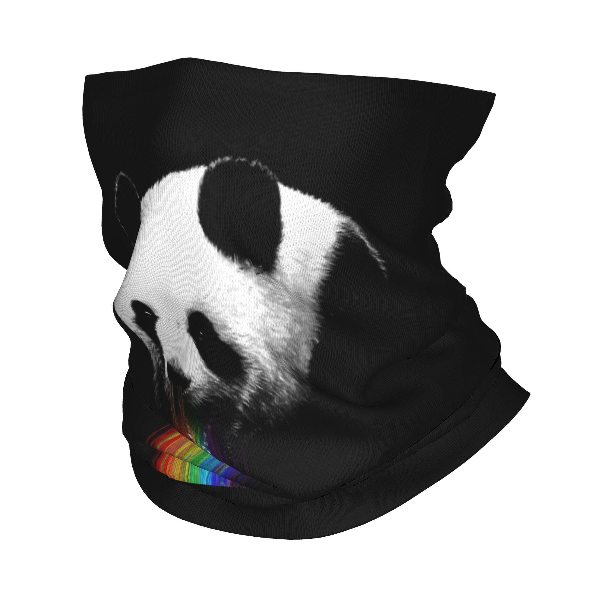 Neck Warmer Balaclava - ผ้าพันคอแบบคลุมหน้าลายแพนด้าสำหรับเดินป่า ล่าสัตว์ ผู้หญิง ผู้ชาย ผ้าพันคอแบบพันรอบคอ ลายแพนด้าขับถ่ายสีรุ้ง