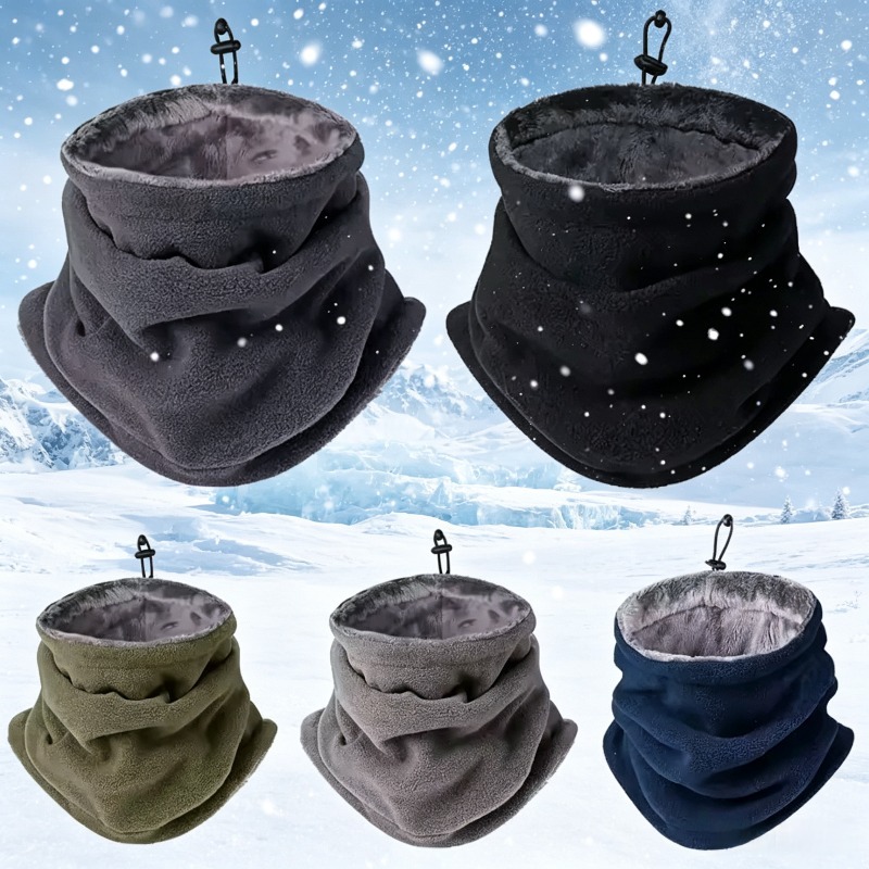 Neck Warmer Balaclava - หน้ากากกันหนาวสำหรับขี่มอเตอร์ไซค์ ผ้าฟลีซสำหรับผู้ชายและผู้หญิง ผ้าพันคอป้องกันลมสำหรับกิจกรรมกลางแจ้ง ผ้าคลุมศีรษะสำหรับตั้งแคมป์ เดินป่า ปั่นจักรยาน