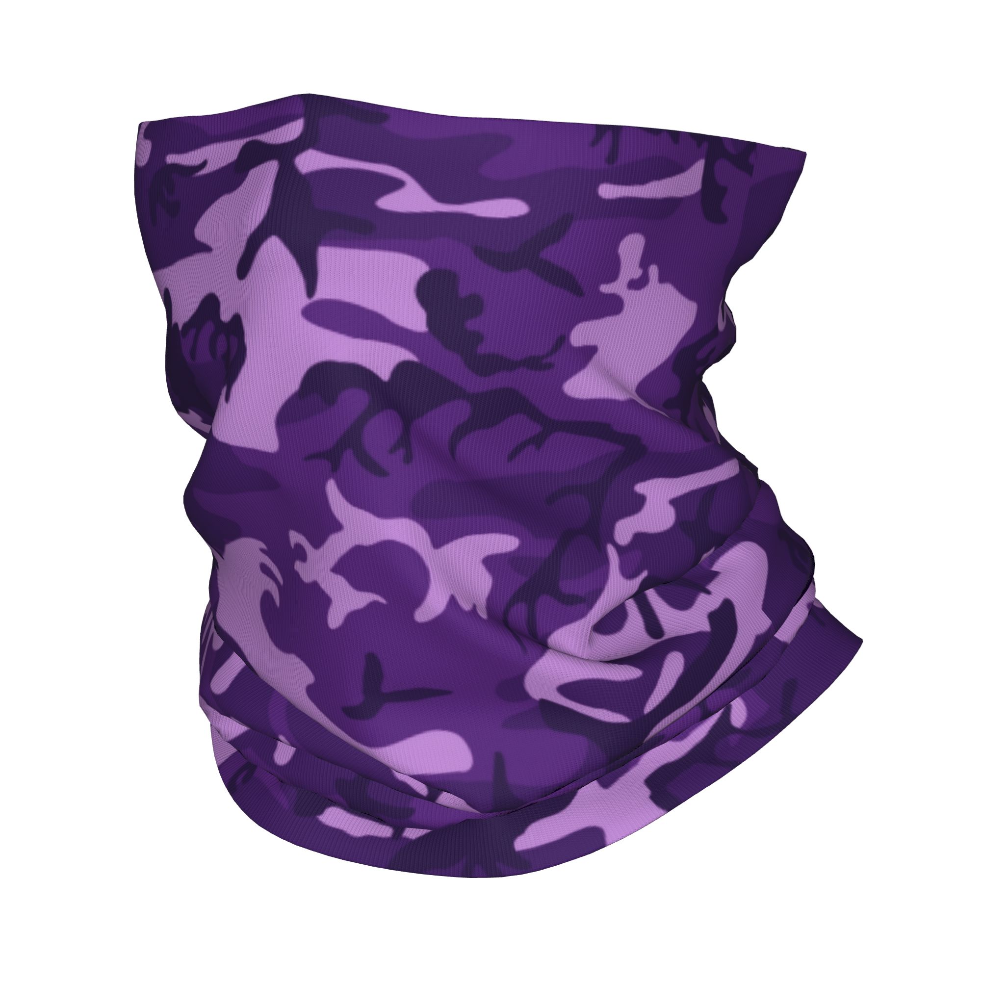 Neck Warmer Balaclava - ผ้าพันคอแบบลายพรางสีม่วงสำหรับเล่นสกี ปั่นจักรยาน ผู้หญิง ผู้ชาย ผ้าพันคอคลุมหน้า ผ้าคลุมศีรษะกันหนาว