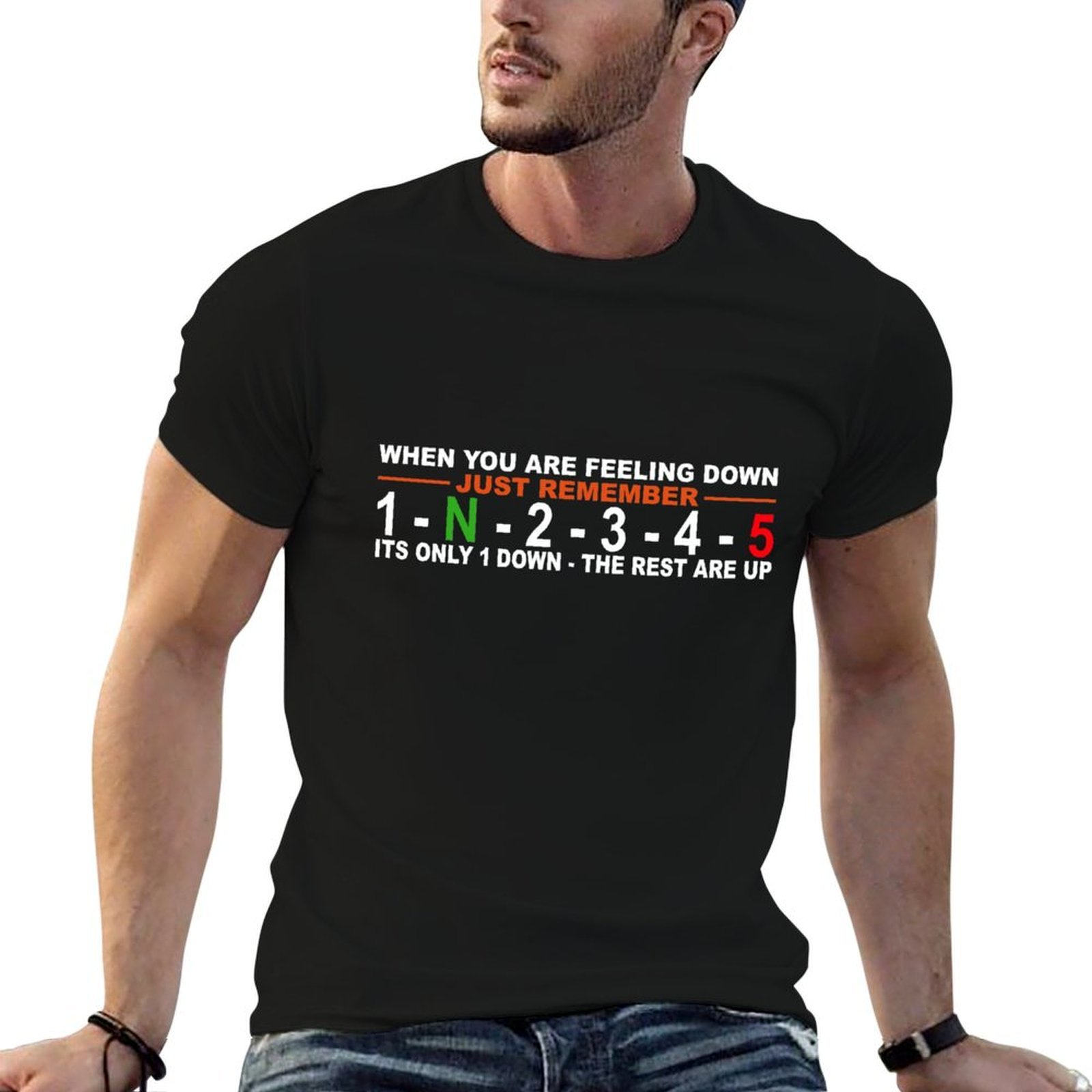 Motorcycle Gear Up Down - เสื้อยืดเปลี่ยนเกียร์มอเตอร์ไซค์ 5 สปีด 1 ดาวน์ 4
