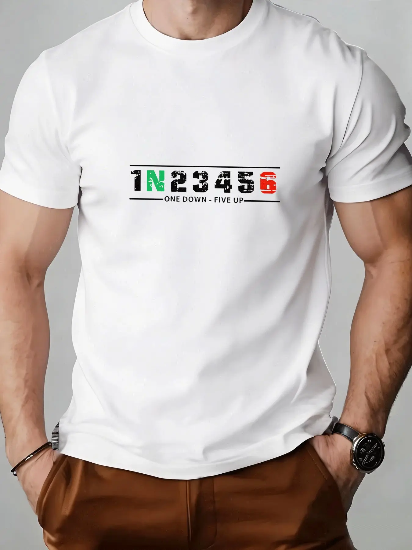 เสื้อยืดผู้ชาย 1N23456 ลายกราฟ - Motorcycle Gear Up Down บทวิจารณ์และราคา