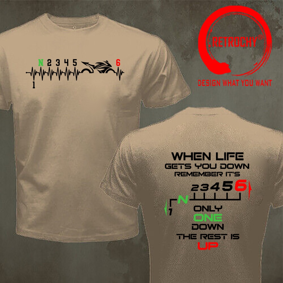ดีไซน์ตลกขบขัน 1N23456 เสื้อยื - Motorcycle Gear Up Down บทวิจารณ์และราคา