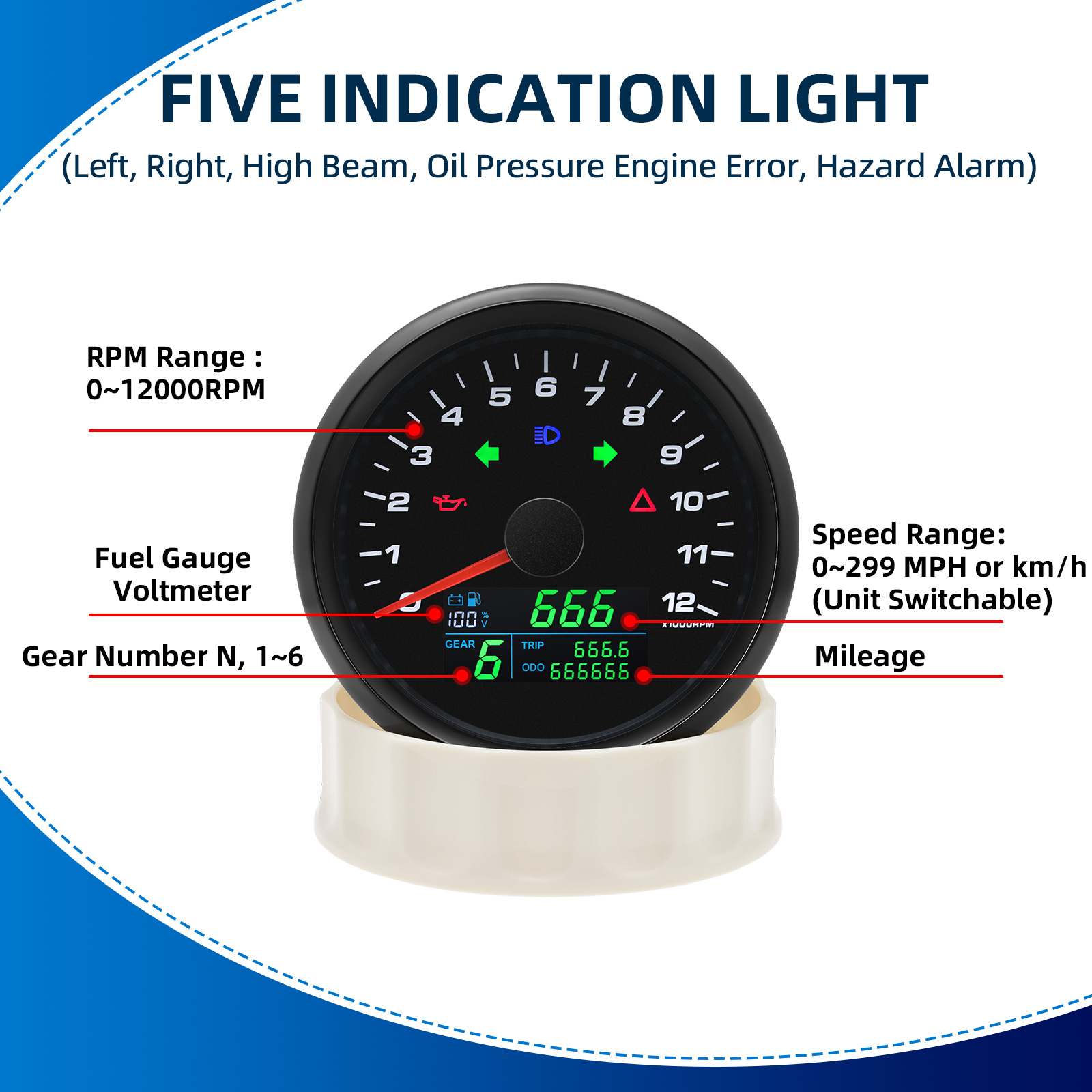 มาตรวัดความเร็วรอบเครื่องยนต์  - Motorcycle Gear Levels บทวิจารณ์และราคา