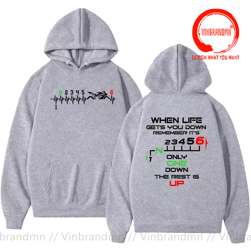 1N23456 เสื้อฮู้ดลายเกียร์มอเต - Motorcycle Gear Up Down บทวิจารณ์และราคา